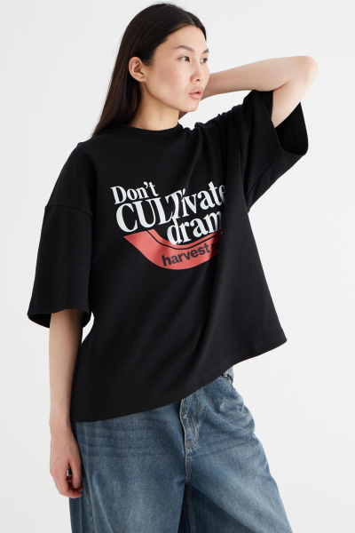 Футболка укороченная «Драма» CULTBASE, цвет: Черный,  купить онлайн