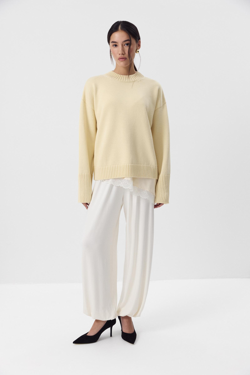 Джемпер из мериносовой шерсти с круглым вырезом Charmstore, цвет: Сливочный, 303-44798-121 купить онлайн