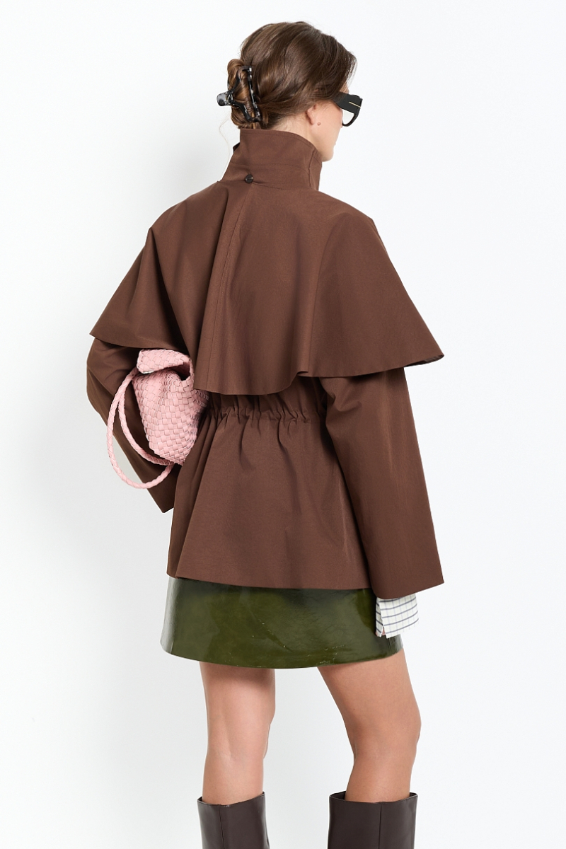 Тренч со съемным кейпом Ricoco, цвет: шоколадный, 7058/1 купить онлайн