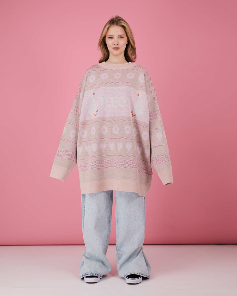 Свитер Гусиный паттерн TABOO, цвет: розовый, svguspat купить онлайн