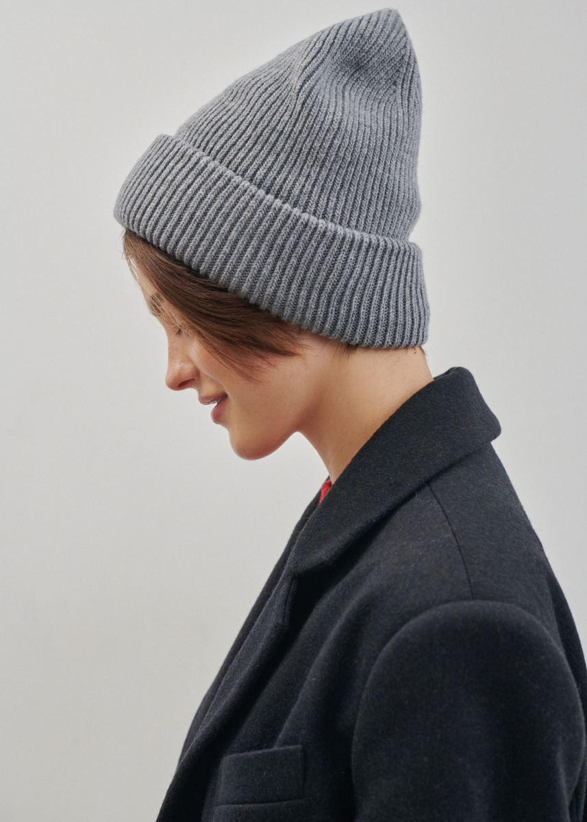 Шапка бойфренда из смесового кашемира AROUND, цвет: серый 11112_13C02 купить онлайн