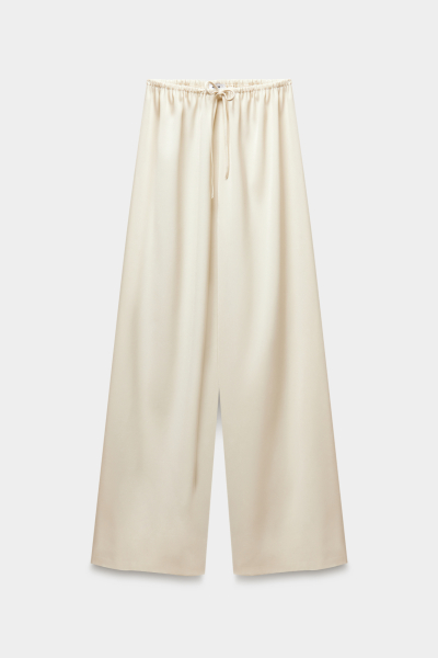 Брюки прямые на кулиске из костюмной ткани REFERT, цвет: молочный, 09-3870/1-2511 купить онлайн