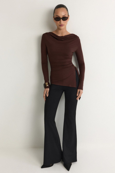 Лонгслив из смесовой вискозы TOPTOP, цвет: коричневый, TT.025.19447.700 купить онлайн