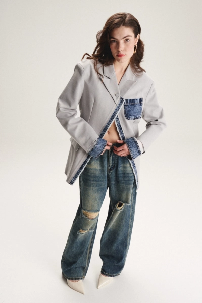 Джинсы прямые с разрезами SAGAS, цвет: синий,  купить онлайн