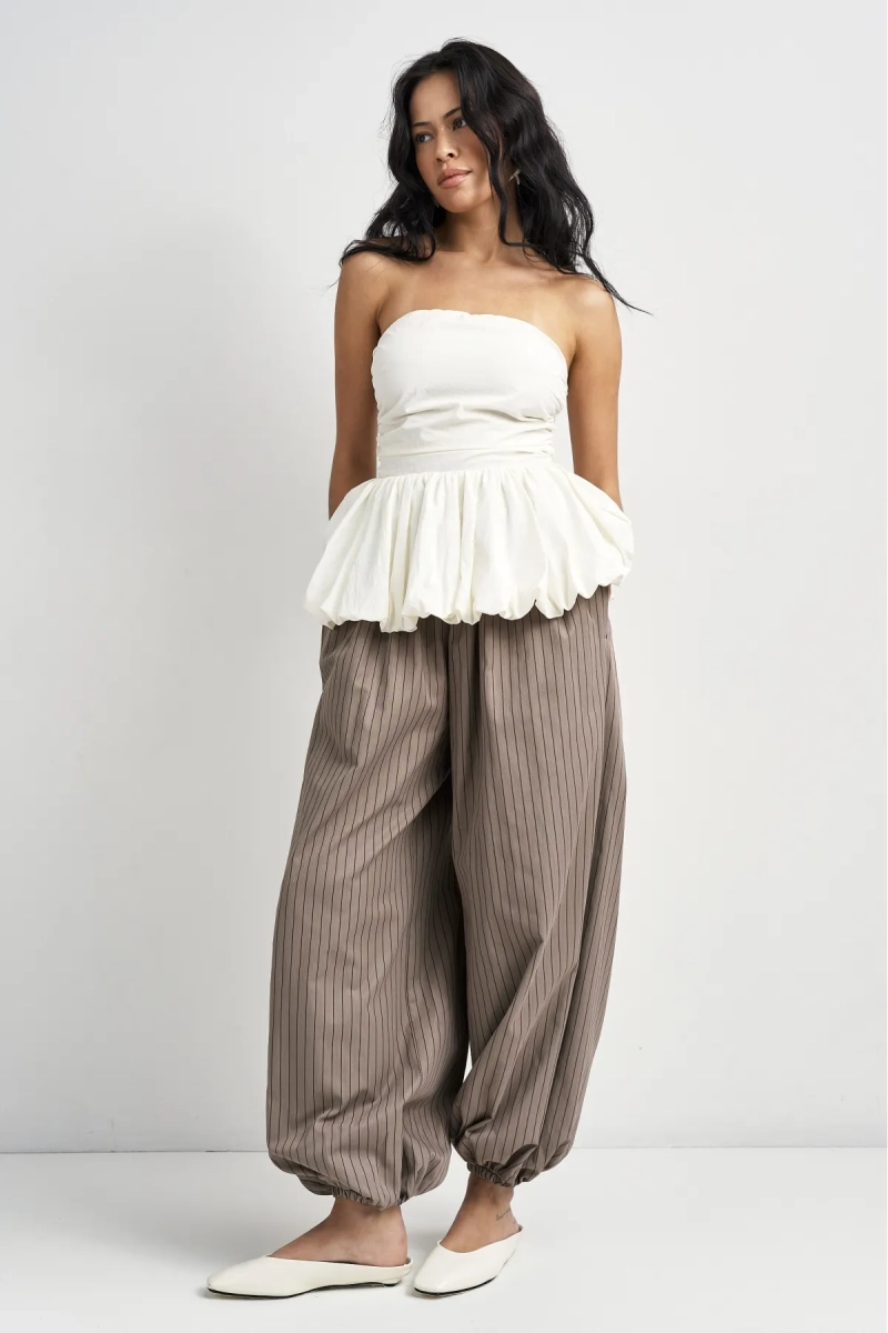 Брюки-алладины в полоску в цвете Капучино