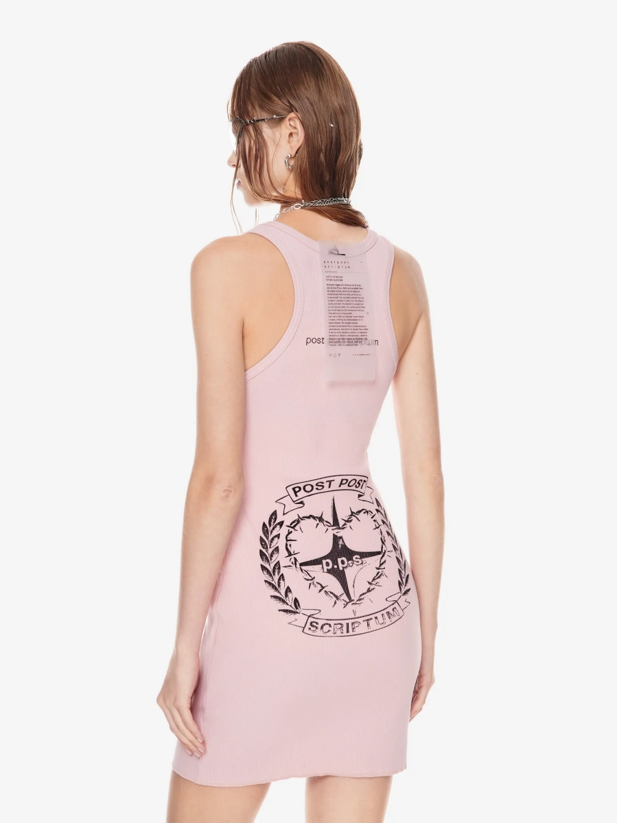 Платье в рубчик с принтом POST POST SCRIPTUM, цвет: пудровый розовый 1108.000.00.03.402 |трендовая новинка купить онлайн