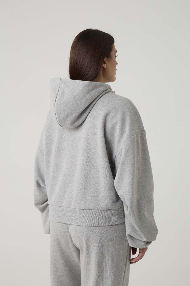 Худи на молнии из футера с капюшоном 4forms, цвет: серый меланж, 65480 купить онлайн