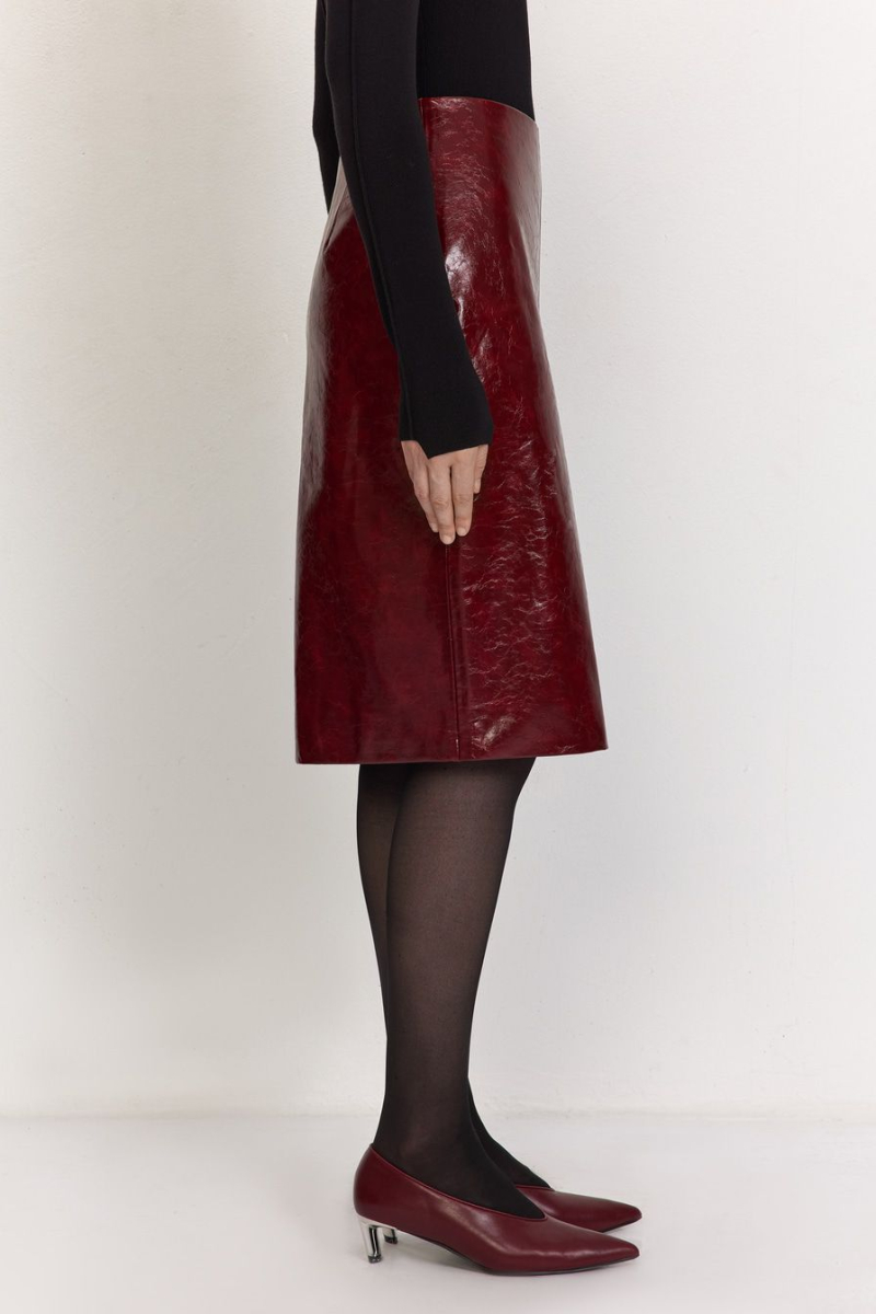 Юбка из экокожи TOPTOP, цвет: Бордовый, TT.071.16927.330 купить онлайн