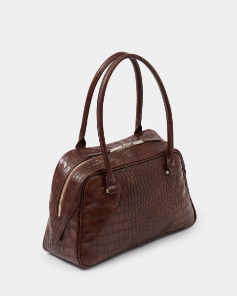 Сумка боулер Arny Praht, цвет: коричневый крокодил  купить онлайн