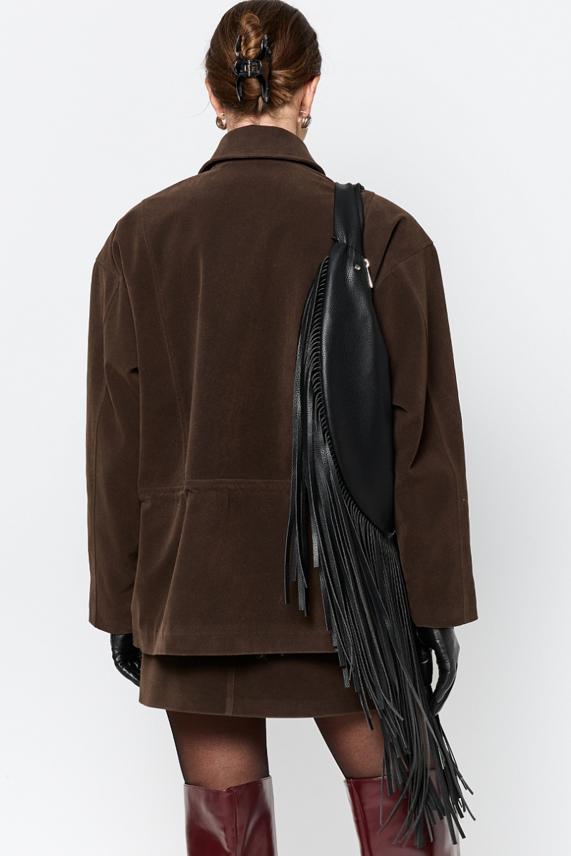 Парка из экозамши на молнии Ricoco, цвет: шоколадный, 7060/1 купить онлайн