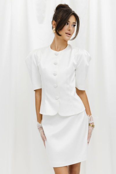 Блуза из атласа на пуговицах VELVET, цвет: молочный, 00-00005245 купить онлайн