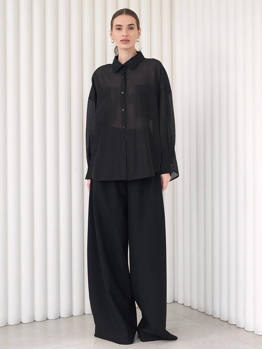 Блуза-рубашка воздушная I.B.W., цвет: Черный, BL030 купить онлайн