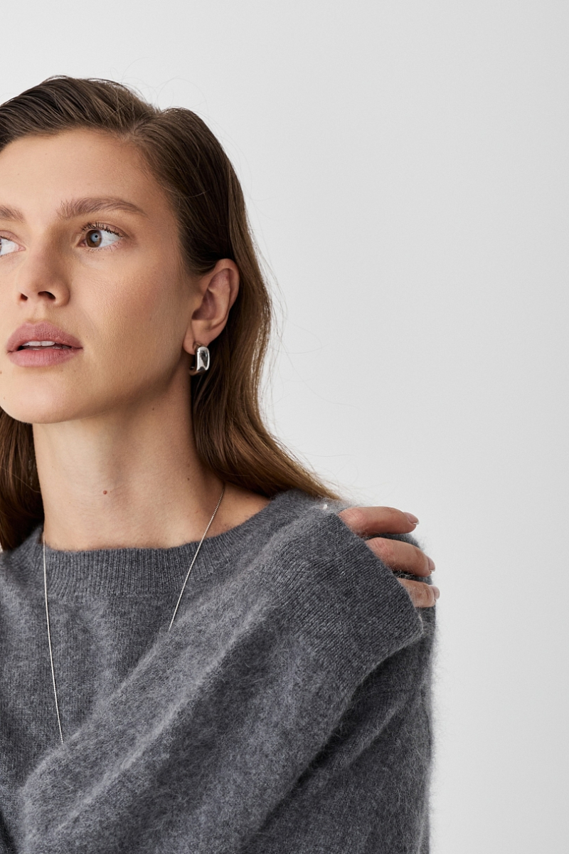 Свитер пушистый из 100% шерсти Ricoco, цвет: серый, 6099/3 купить онлайн