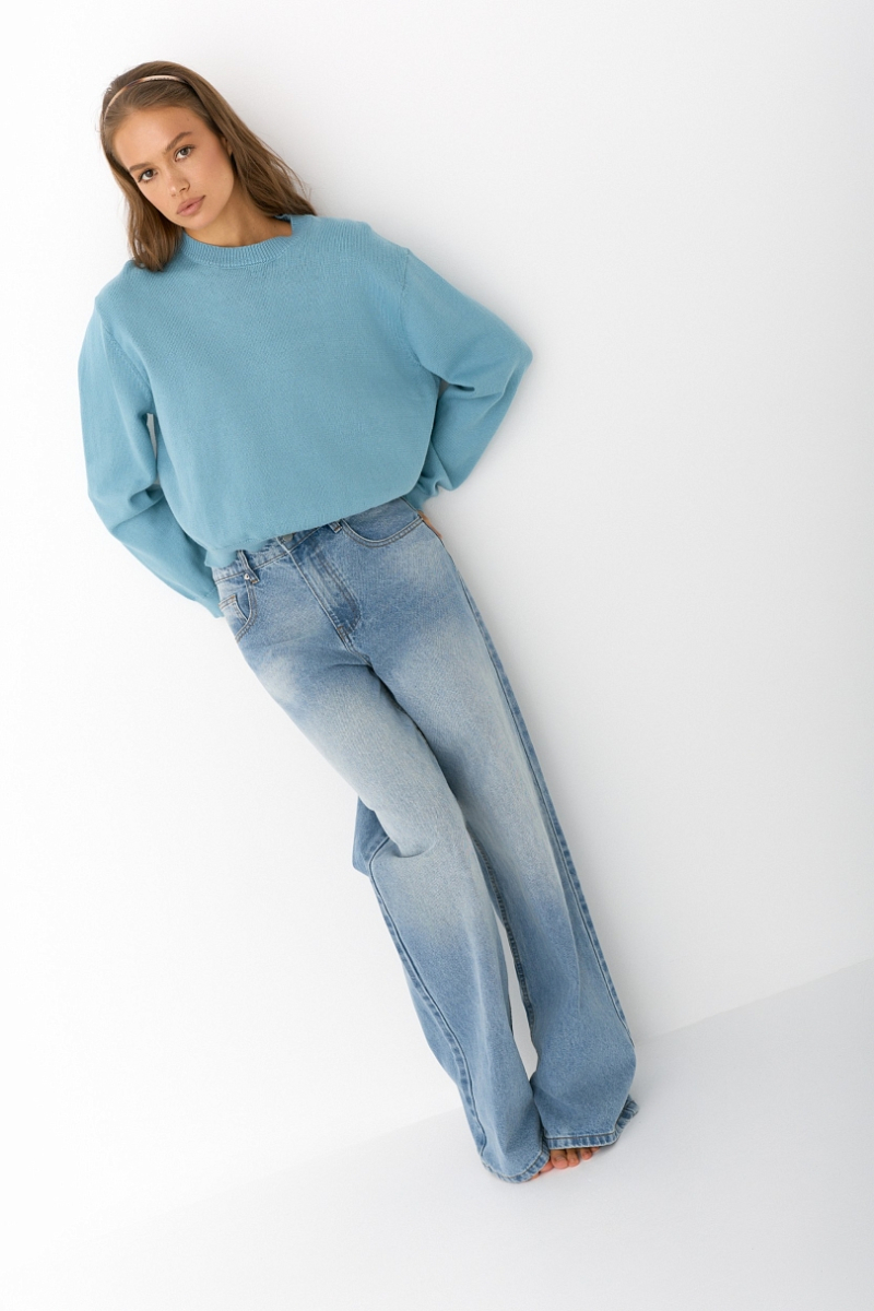 Свитер из хлопка Ricoco, цвет: Лазурный, 6088/3 купить онлайн