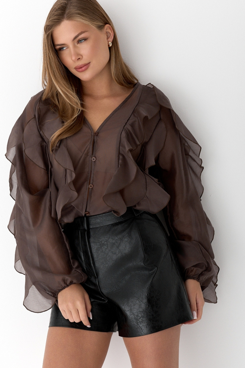 Шорты из состаренной экокожи Ricoco, цвет: Черный, 7015/2 купить онлайн