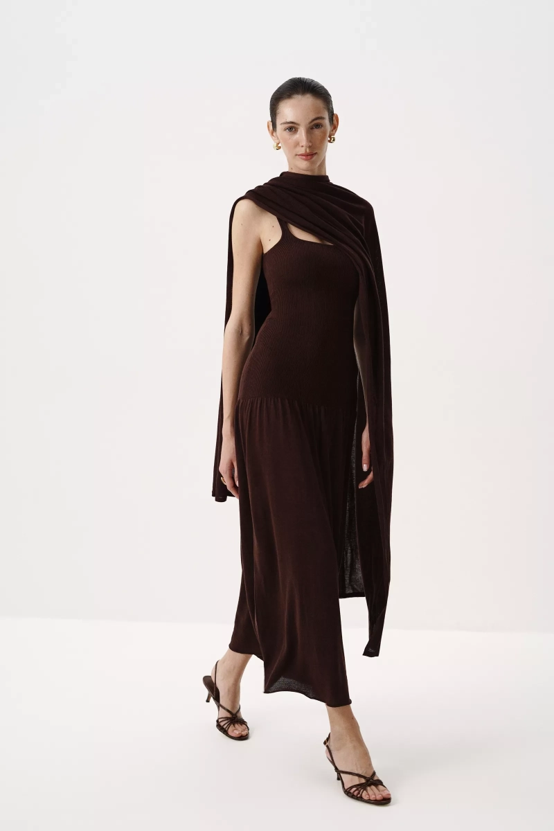 Платье из лиоцелла и шерсти Charmstore, цвет: шоколадный, 306-589119-551 купить онлайн