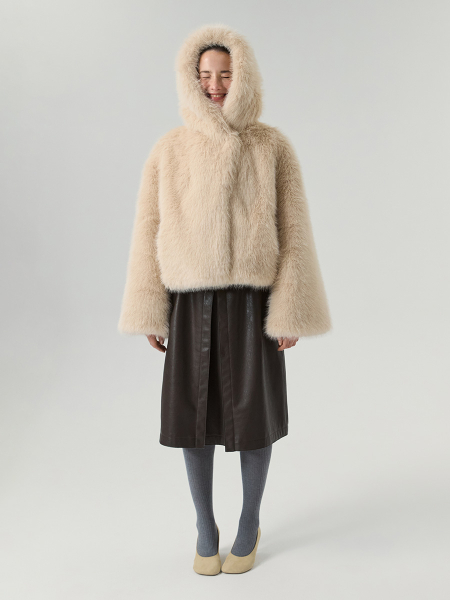 Экошуба оверсайз с капюшоном Only me, цвет: Светло-бежевый, ЭШ5533 купить онлайн