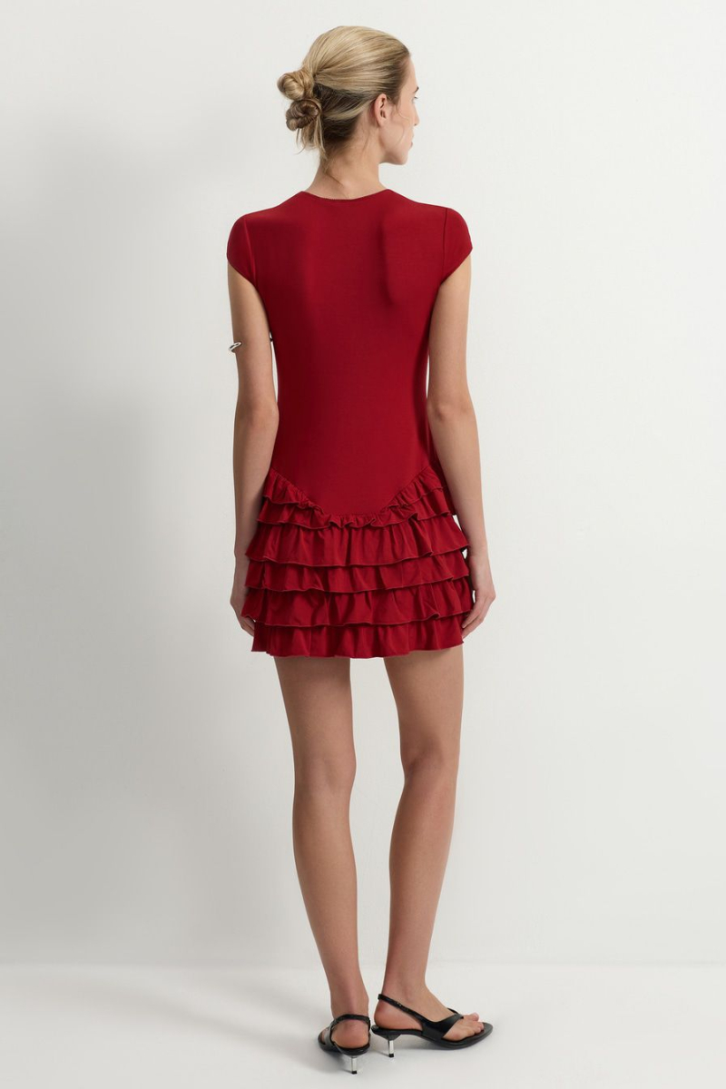 Платье-боди из смесовой вискозы TOPTOP, цвет: Бордовый TT.062.17449.330 |новая коллекция купить онлайн