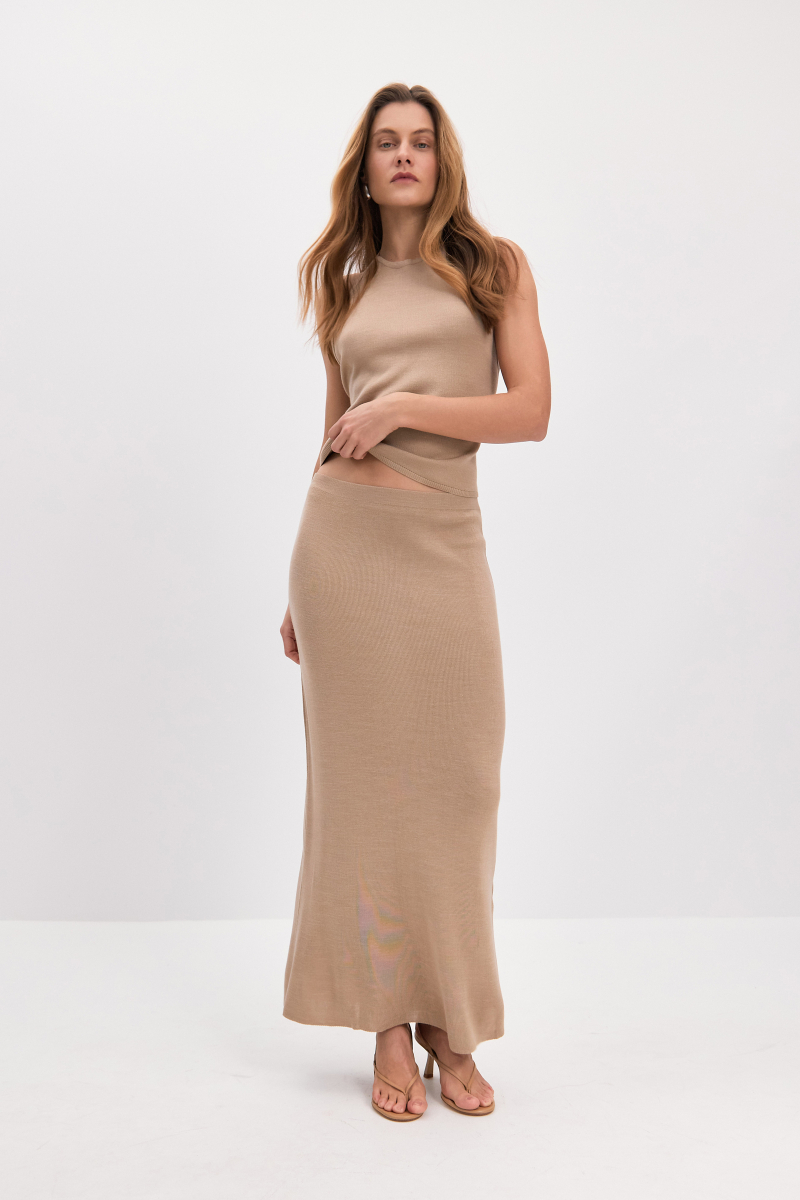 Юбка вязаная макси Charmstore, цвет: бежевый, 311-32996-115 купить онлайн