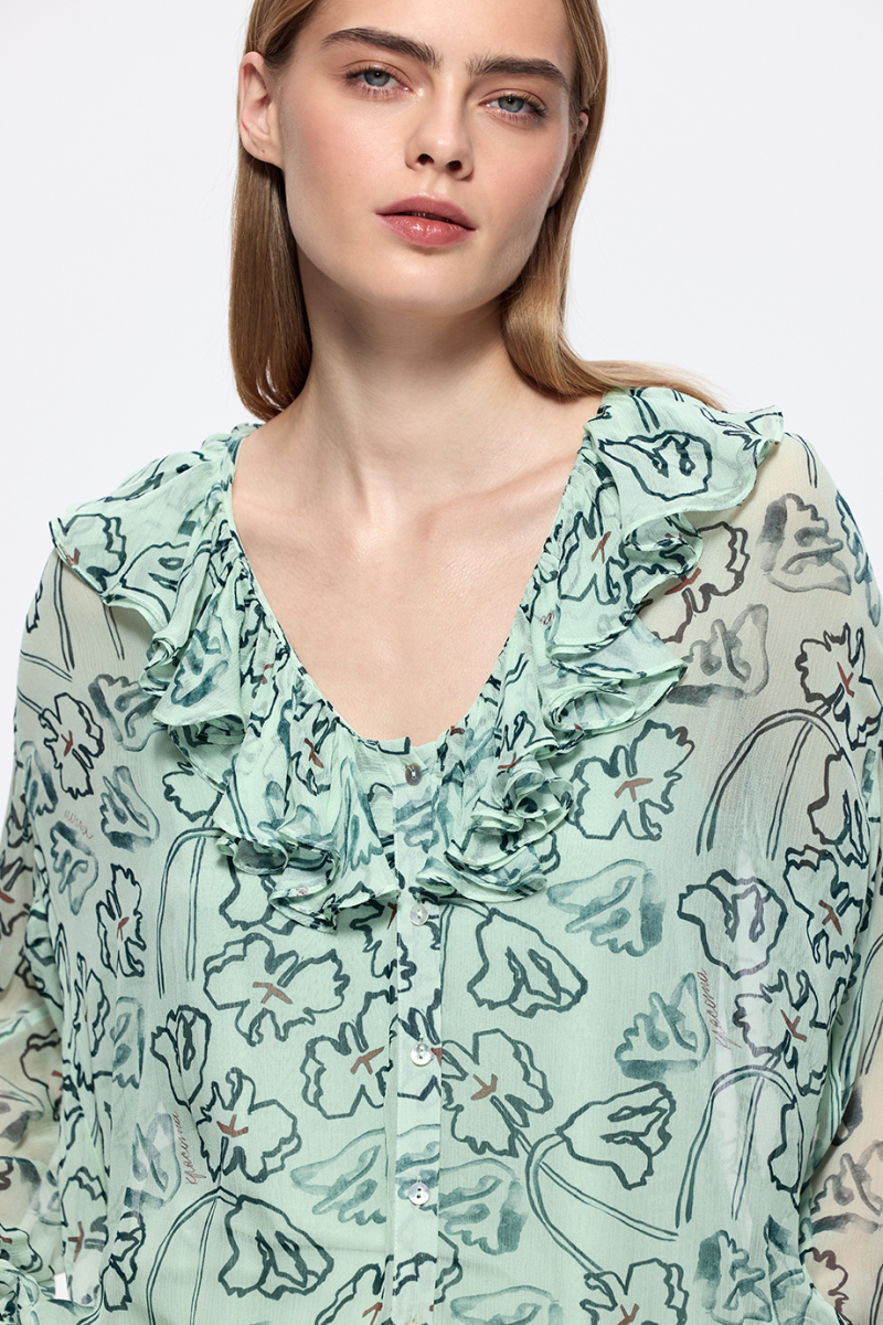 Блузка из шифона с принтом DREAMS BY ALENA AKHMADULLINA, цвет: ментол, 126102050204524/220000 купить онлайн