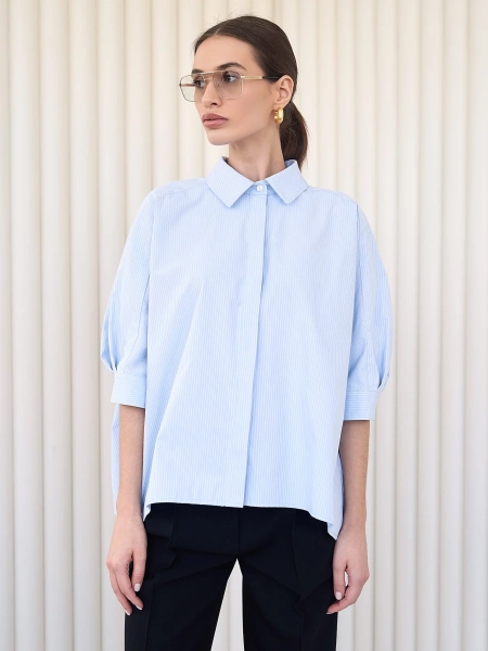 Рубашка оверсайз с коротким рукавом I.B.W., цвет: голубой, SH018 купить онлайн