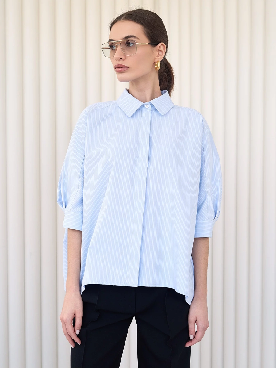 Рубашка оверсайз с коротким рукавом I.B.W., цвет: голубой, SH018 купить онлайн