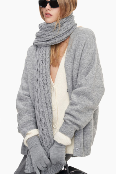 Шарф из смесовой шерсти мериноса TOPTOP, цвет: серый TT.607.15147.800 купить онлайн