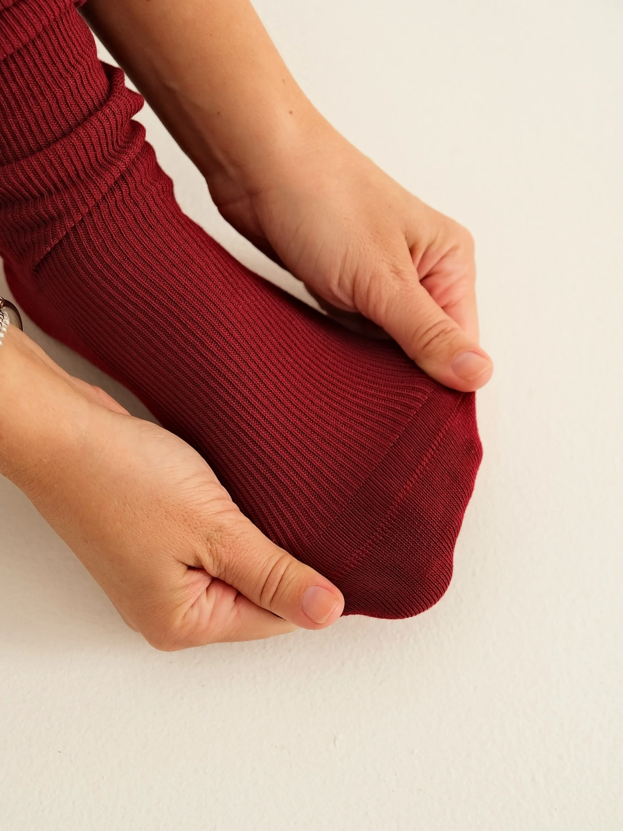 Женские носки в рубчик TENDEN, цвет: Бордовый WSF21/04-бордовый купить онлайн