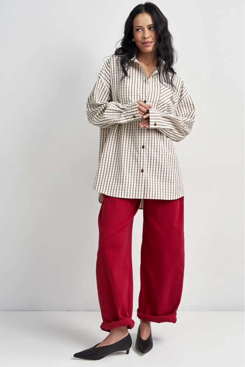 Рубашка в клетку Erist store, цвет: коричневый, НФ-00003484 купить онлайн