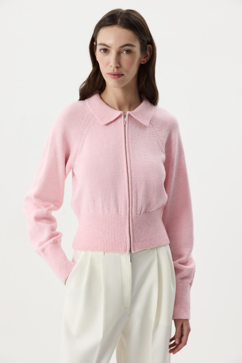 Кардиган на молнии с шерстью альпаки Charmstore, цвет: розовый,  купить онлайн