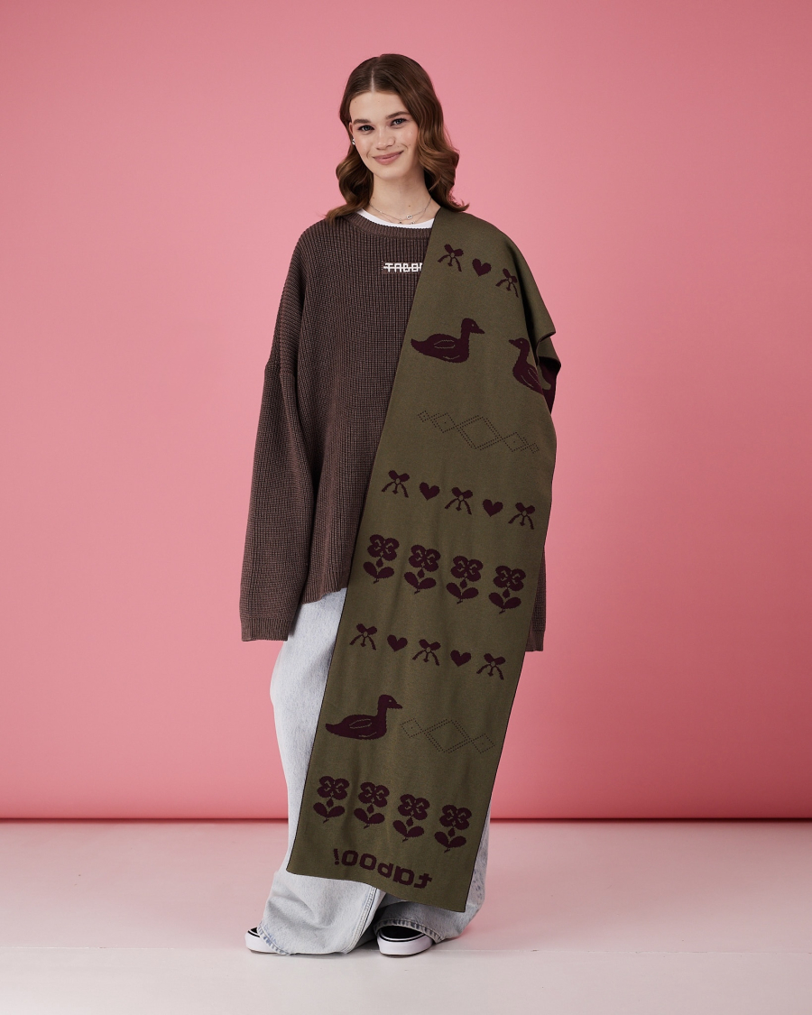 Двухсторонний шарф бордо-хаки TABOO, цвет: Бордовый Scarf01 купить онлайн