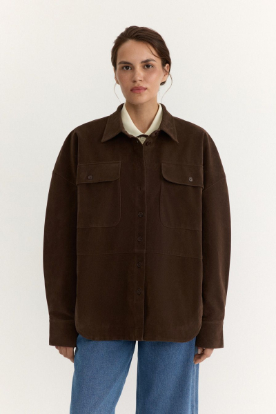 Рубашка из экозамши TOPTOP, цвет: коричневый, TT.021.17921.700 купить онлайн