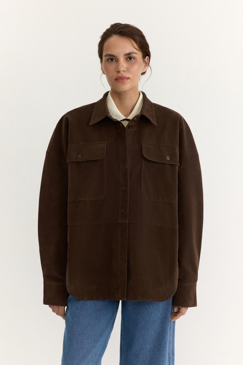 Рубашка из экозамши TOPTOP, цвет: коричневый, TT.021.17921.700 купить онлайн