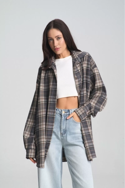 Рубашка в клетку Deep Grey Erist store, цвет: темно-серый НФ-00002428 |новая коллекция купить онлайн