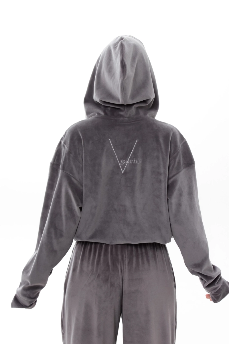 Бомбер Велюр с капюшоном GARCHIT, цвет: серый, GARVelBombKapGray купить онлайн