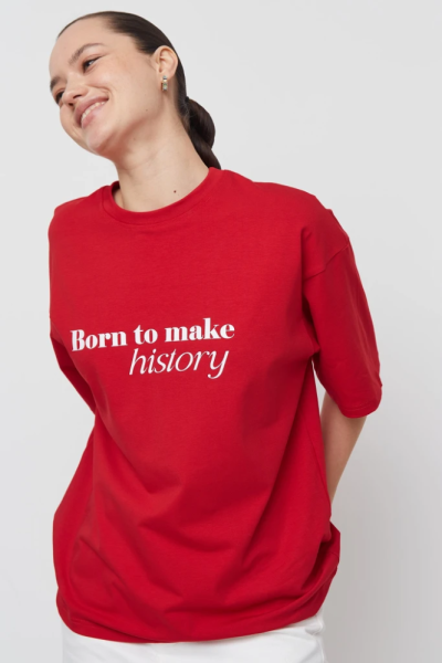 Футболка оверсайз с принтом "Born to make history"