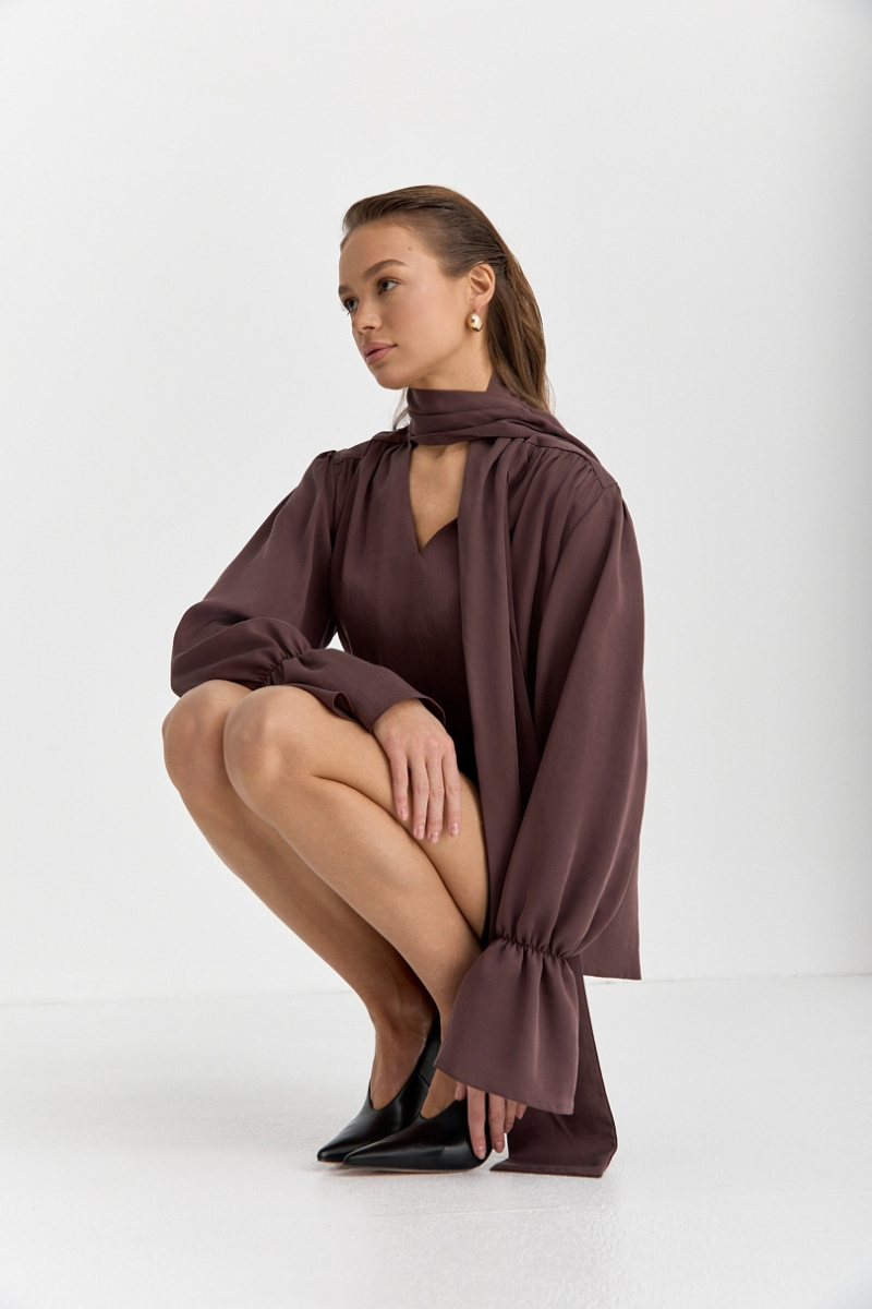 Блуза из 100% лиоцелла с бантом Ricoco, цвет: сливовый, 7001/2 купить онлайн