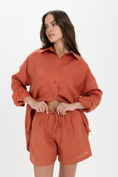 Шорты лен ABDA, цвет: марокканская глина, 622601003517 купить онлайн