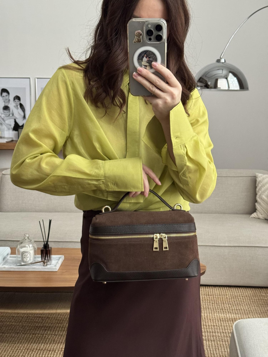 Сумка Дженна средняя LUNAVERA, цвет: шоколадная замша J-704-PHR 8104 купить онлайн