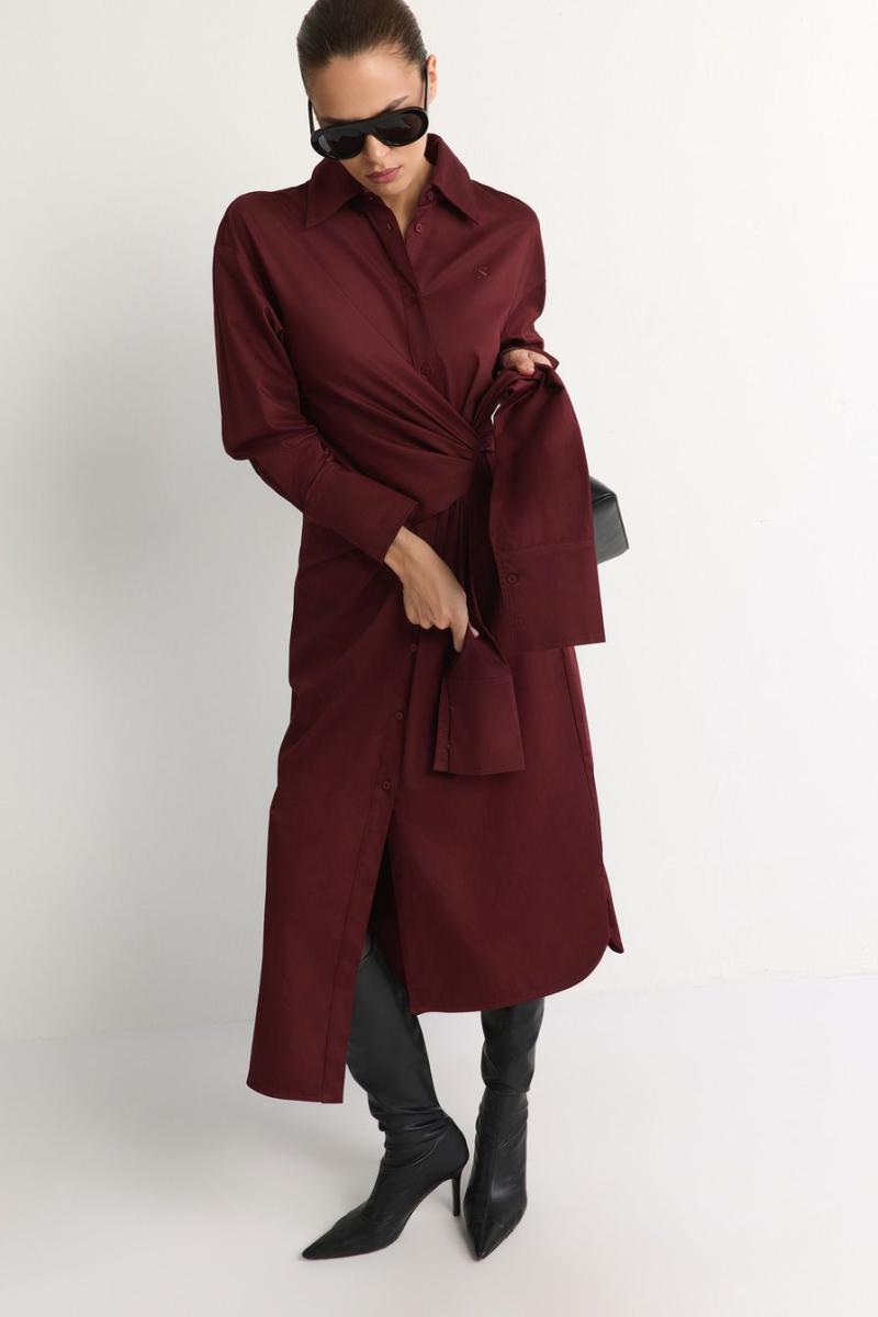 Платье из смесового хлопка TOPTOP, цвет: Бордовый, TTS.011.17060.330 купить онлайн