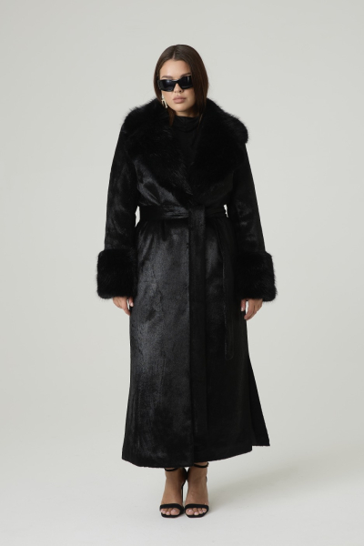 Пальто однобортное с отделкой мехом 4forms, цвет: Черный, 65459 купить онлайн