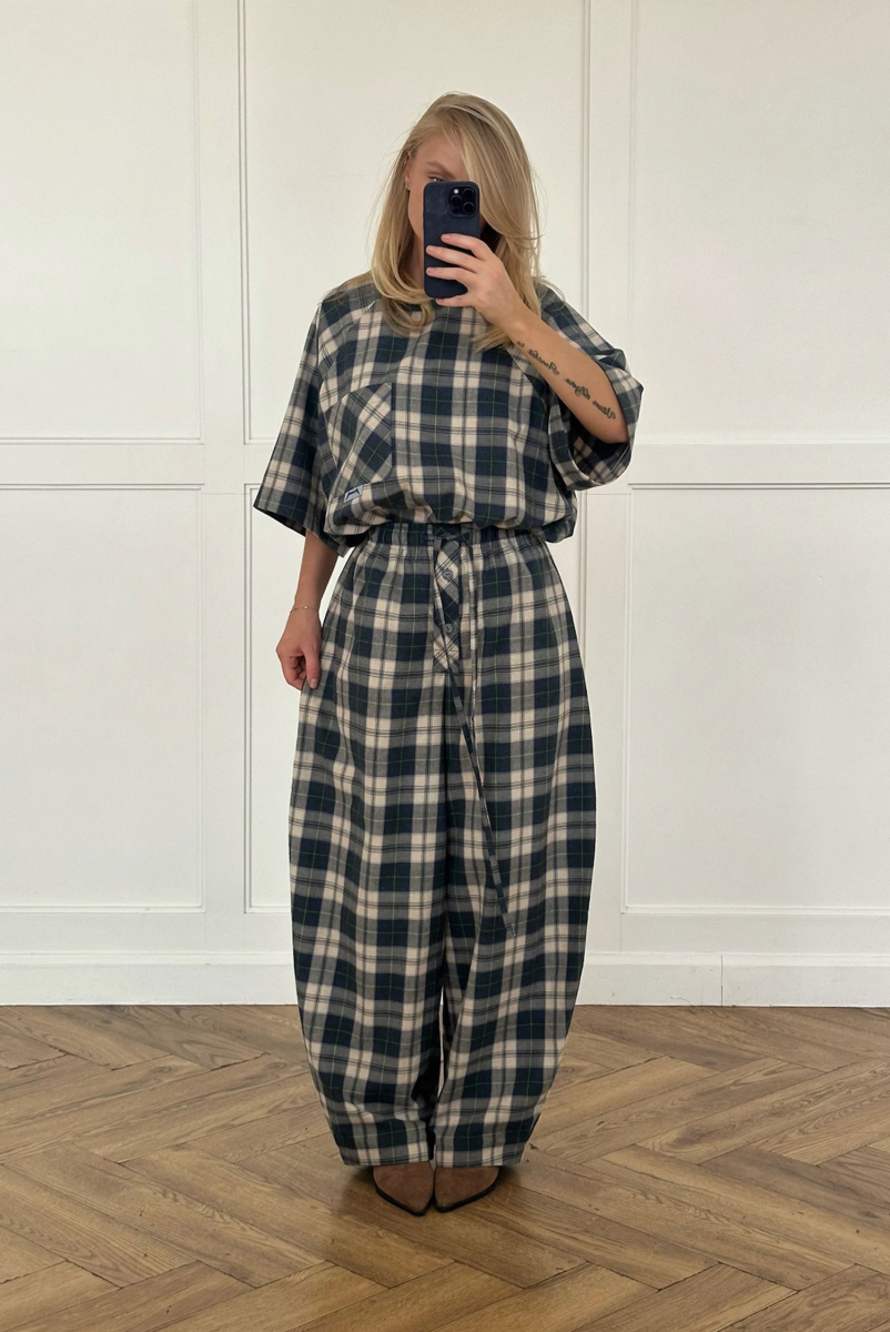 Брюки «бананы» в клетку Label .B, цвет: сине-зеленый,  купить онлайн