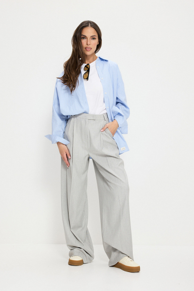 Брюки с защипами ABDA, цвет: светло-серые в полоску, 312607102209 купить онлайн