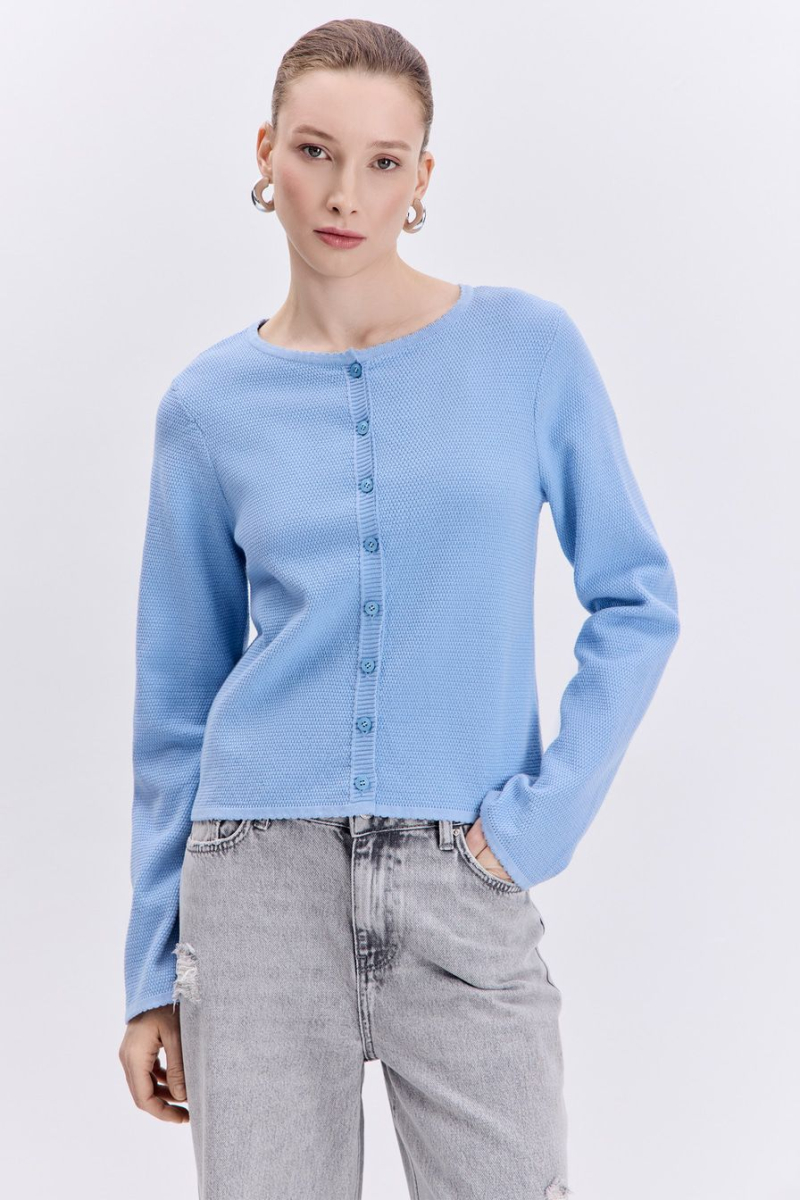 Кардиган из 100% хлопка TOPTOP, цвет: голубой TT.060.17212.600 |новая коллекция купить онлайн
