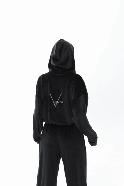 Бомбер Velour с капюшоном GARCHIT, цвет: Черный, GARVelBombKapBlack купить онлайн