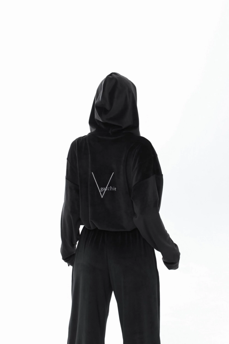 Бомбер Velour с капюшоном GARCHIT, цвет: Черный, GARVelBombKapBlack купить онлайн