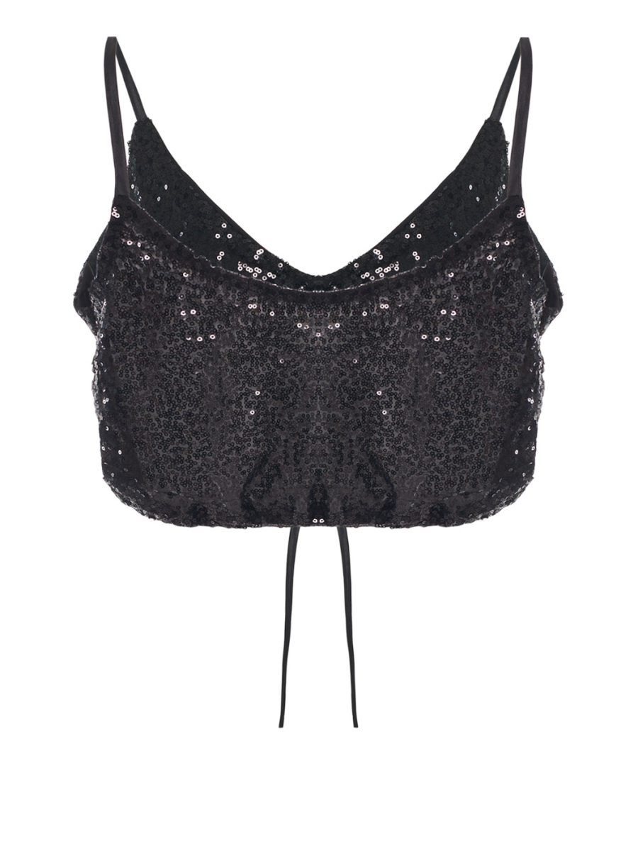 Топ со шнурком пайетки Anmuse, цвет: Черный, TP22W29-BLC купить онлайн