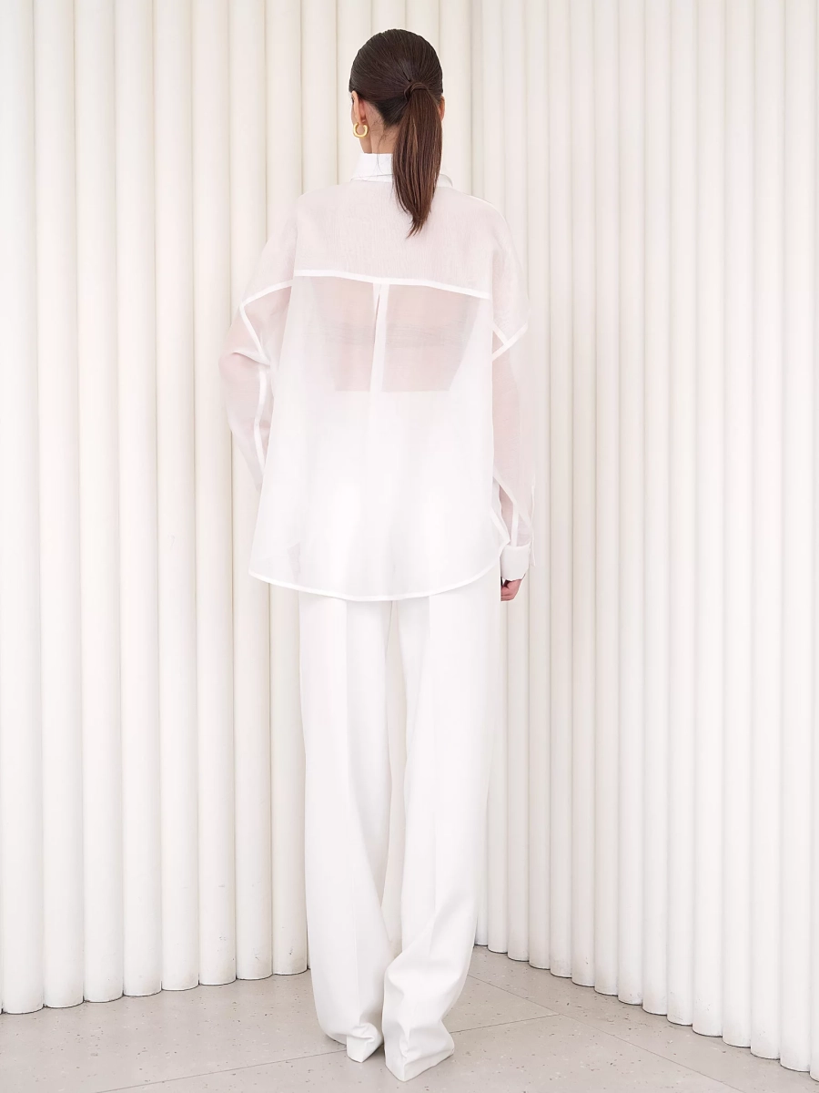 Блуза-рубашка воздушная I.B.W., цвет: молочный, BL030 купить онлайн