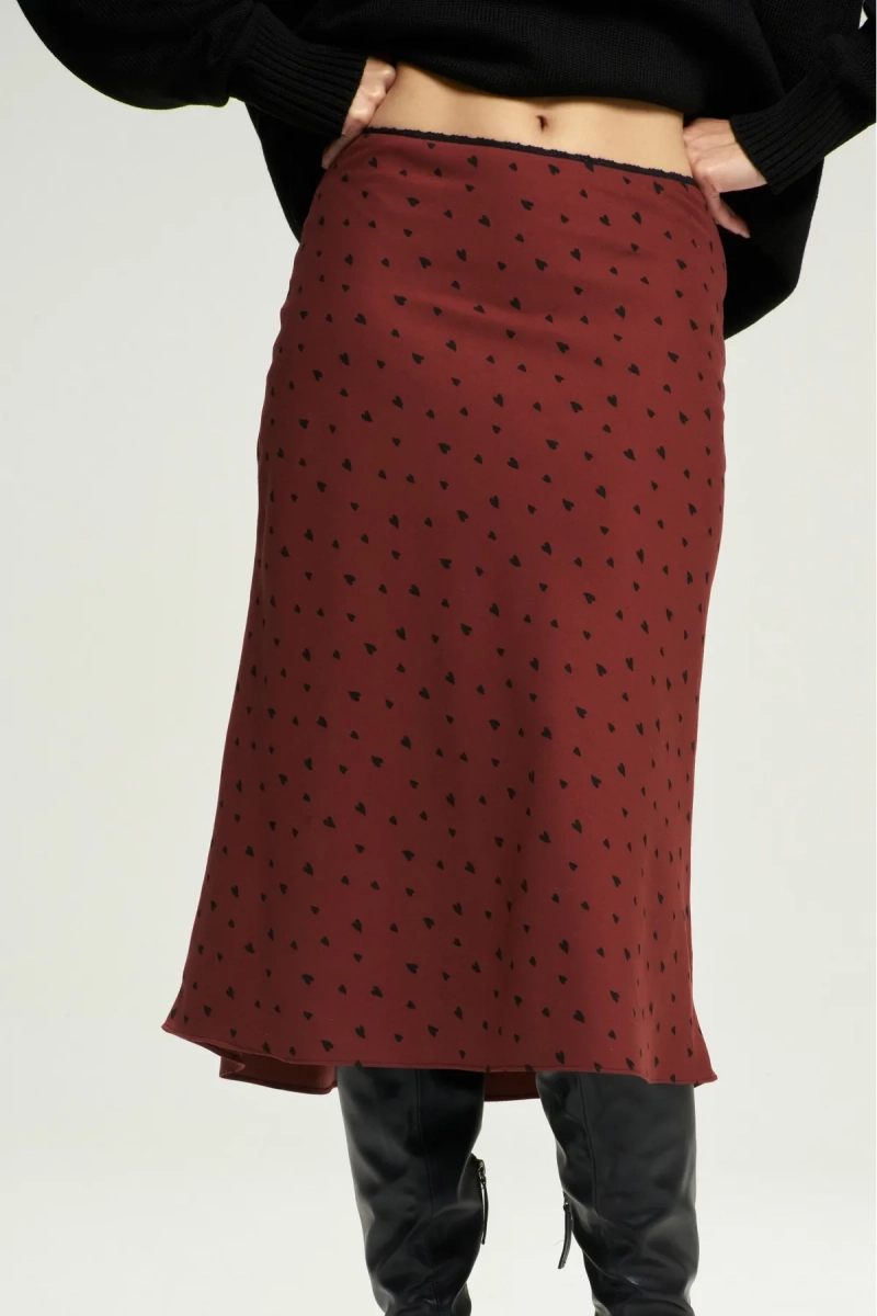 Юбка с тесьмой с сердечком Wine