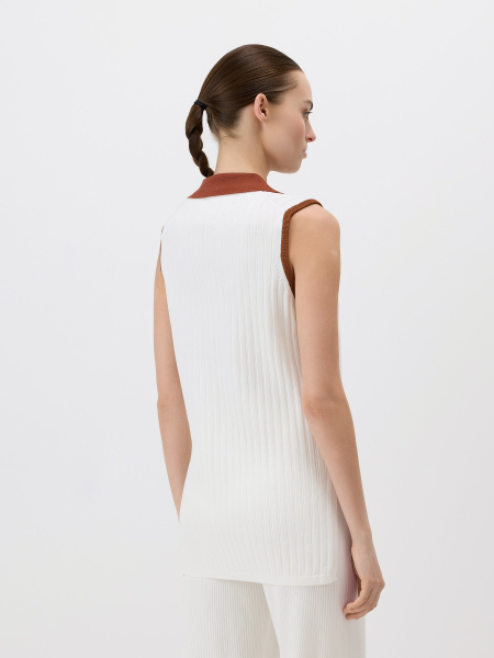 Прямой топ с разрезами Conso, цвет: молочный/терракотовый, KM 260736 - молочный/терракотовый купить онлайн